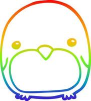 dibujo de línea de gradiente de arco iris lindo pingüino de dibujos animados vector
