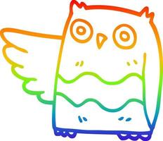 rainbow gradient line drawing cartoon happy owl vector