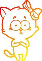 warm gradient line drawing cartoon cat vector