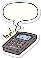 cartoon calculator and speech bubble sticker vector