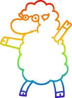 rainbow gradient line drawing cartoon sheep standing upright vector