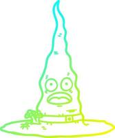 cold gradient line drawing cartoon witchs hat vector