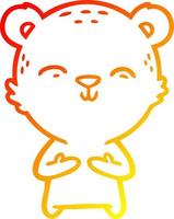 warm gradient line drawing happy cartoon bear vector