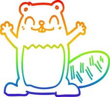 rainbow gradient line drawing cartoon beaver vector