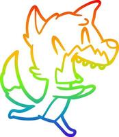 rainbow gradient line drawing laughing fox running away vector