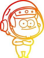 warm gradient line drawing happy astronaut cartoon vector