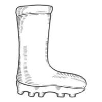 fishing boot isolated doodle hand drawn sketch with outline style vector