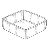 square bowl Kitchenware isolated doodle hand drawn sketch with outline style vector