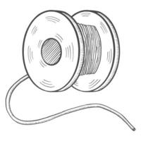 fishing rod line isolated doodle hand drawn sketch with outline style vector