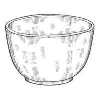 Cuenco utensilios de cocina aislado doodle croquis dibujado a mano con estilo de esquema vector