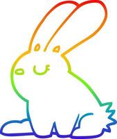 rainbow gradient line drawing cartoon rabbit vector