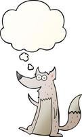 cartoon wolf and thought bubble in smooth gradient style vector