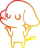 warm gradient line drawing cute elephant shrugging shoulders vector