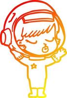 warm gradient line drawing cartoon pretty astronaut girl vector