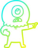 cold gradient line drawing cartoon cyclops alien spaceman pointing vector