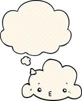 cute cartoon cloud and thought bubble in comic book style vector
