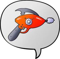 cartoon ray gun and speech bubble in smooth gradient style vector