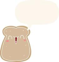 cute cartoon slice of toast and speech bubble in retro style vector