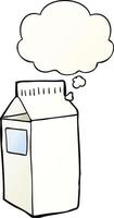 cartoon milk carton and thought bubble in smooth gradient style vector