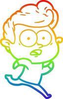 rainbow gradient line drawing cartoon staring man vector