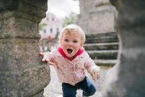 Little girl eating ice cream photo