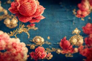 Abstract background with red flowers photo