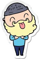 sticker of a man with beard sticking out tongue vector