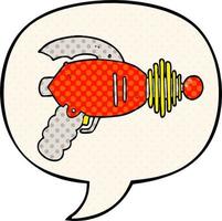 cartoon ray gun and speech bubble in comic book style vector