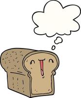 cute cartoon loaf of bread and thought bubble vector