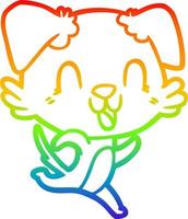 arco iris gradiente línea dibujo riendo perro de dibujos animados vector