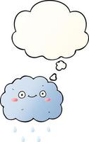 cute cartoon cloud and thought bubble in smooth gradient style vector