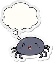 cartoon spider and thought bubble as a printed sticker vector