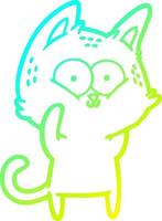 cold gradient line drawing cartoon cat vector