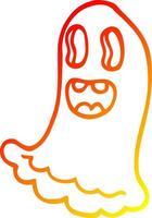 warm gradient line drawing cartoon spooky ghost vector