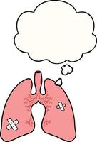 cartoon lungs and thought bubble vector