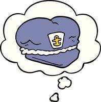 cartoon sailor hat and thought bubble vector