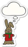 cartoon rabbit and thought bubble as a printed sticker vector