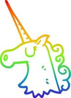 rainbow gradient line drawing cartoon pretty unicorn vector