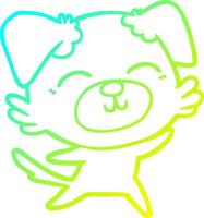 cold gradient line drawing cartoon dog vector