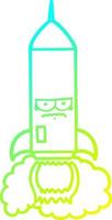 cold gradient line drawing cartoon rocket vector