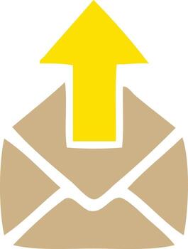 flat color retro cartoon envelope with arrow vector