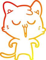 warm gradient line drawing cartoon cat singing vector