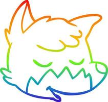 rainbow gradient line drawing cartoon fox face vector