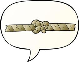 cartoon knotted rope and speech bubble in smooth gradient style vector