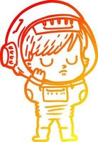 warm gradient line drawing cartoon astronaut woman vector