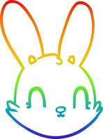 rainbow gradient line drawing cartoon bunny face vector
