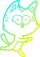 cold gradient line drawing cartoon cat running vector