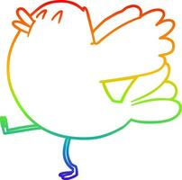 rainbow gradient line drawing cartoon flapping bird vector