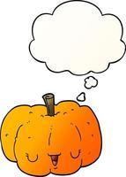 cartoon pumpkin and thought bubble in smooth gradient style vector