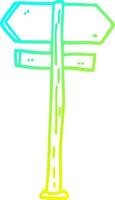 cold gradient line drawing cartoon painted direction sign posts vector